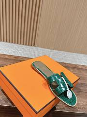 Hermes Oran Green Crocodile slides - 4