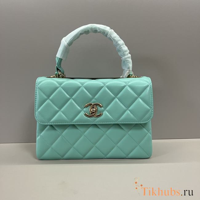 Chanel Trendy Top Handle Blue Gold Bag 25cm - 1