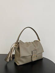 Fendi Mamma Baguette Medium Grey Leather Bag 26.5x18x8.5cm - 4