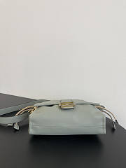 Fendi Mamma Baguette Medium Light Green Leather Bag 26.5x18x8.5cm - 5
