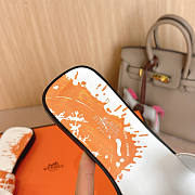 Hermes Oran White Orange Slides - 5