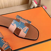 Hermes Oran Brown Blue Slides - 4