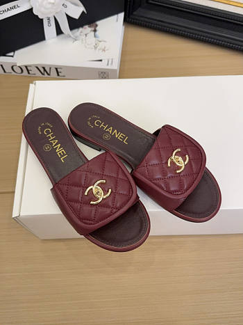 Chanel Red Slides