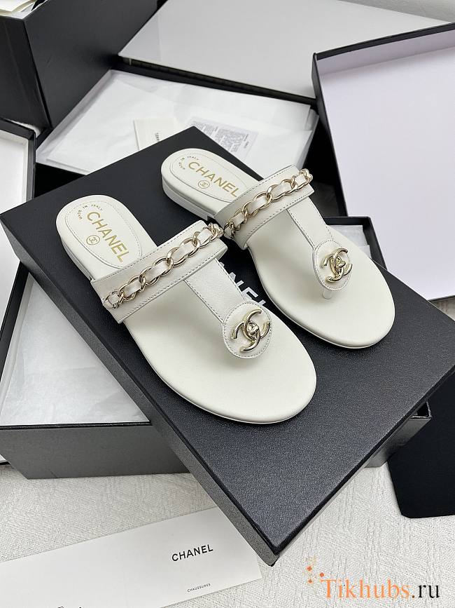 Chanel White Slides 10 - 1