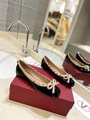 Valentino Garavani Rockstud Patent Black Ballerina Flat - 1