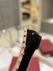 Valentino Garavani Rockstud Patent Black Ballerina Flat - 5