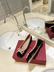 Valentino Garavani Rockstud Patent Black Ballerina Flat - 3