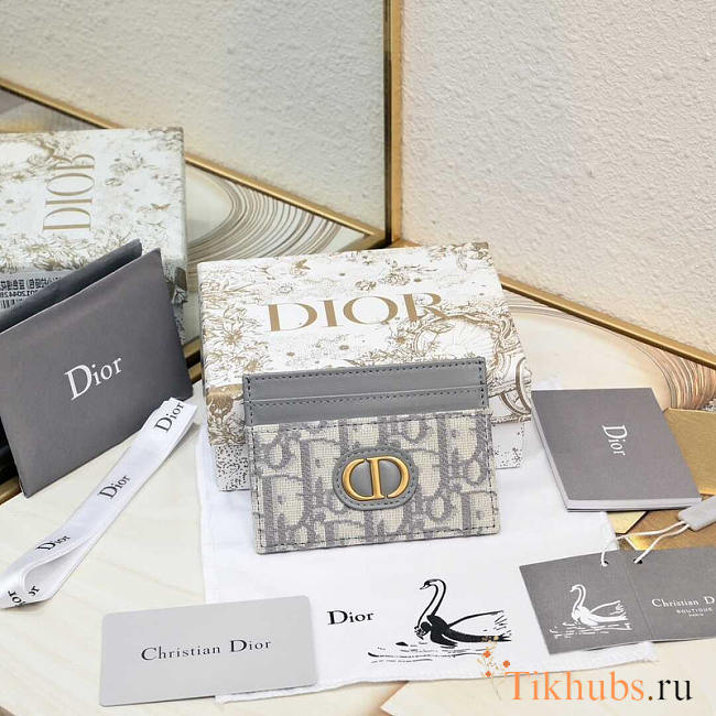 Dior 30 Montaigne Freesia Card Holder Grey 10.5x7.5x1cm - 1