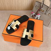 Hermes Oran Gold Black Slides 02 - 3
