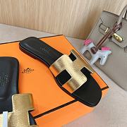 Hermes Oran Gold Black Slides 02 - 2