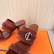 Hermes Kute 60 Sandal Suede Chocolat Heel - 5