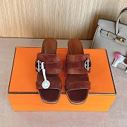 Hermes Kute 60 Sandal Suede Chocolat Heel - 4