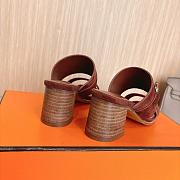 Hermes Kute 60 Sandal Suede Chocolat Heel - 3