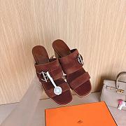 Hermes Kute 60 Sandal Suede Chocolat Heel - 2