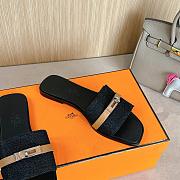 Hermes Gabriel Black Denim Slides - 5