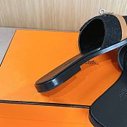 Hermes Gabriel Black Denim Slides - 3