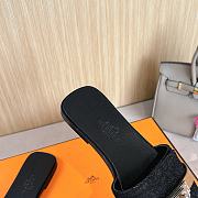 Hermes Gabriel Black Denim Slides - 4