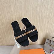 Hermes Gabriel Black Denim Slides - 2