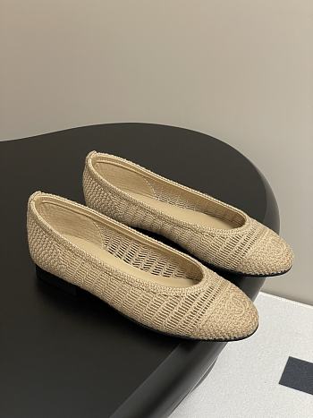 Chanel Flats Raffia Beige