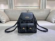 Dior Medium Caro Backpack Black Tweed White 23x26.5x12.5cm - 1