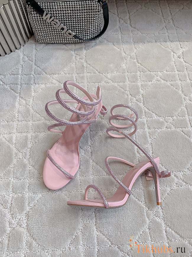 Rene Caovilla Jewel Snake With Heel Pink 10cm - 1