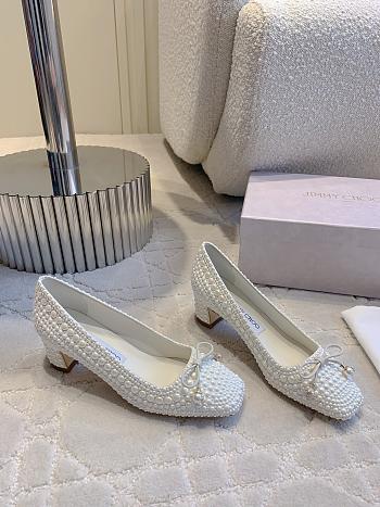 Jimmy Choo Elme 45 White Pearl Satin Pumps
