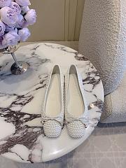 Jimmy Choo Elme Flat White Satin Pearl Flats - 5