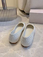 Jimmy Choo Elme Flat White Satin Pearl Flats - 4