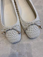 Jimmy Choo Elme Flat White Satin Pearl Flats - 3