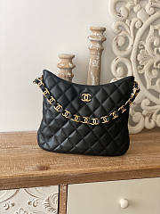 Chanel Hobo Bag Black Gold Lambskin 30x26x7cm - 1