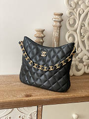 Chanel Hobo Bag Black Gold Lambskin 30x26x7cm - 3