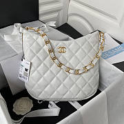 Chanel Hobo Bag White Gold Lambskin 30x26x7cm - 1