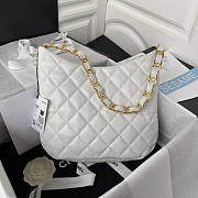 Chanel Hobo Bag White Gold Lambskin 30x26x7cm - 3