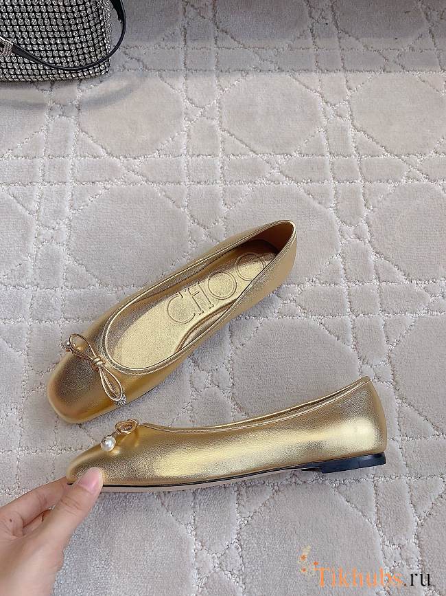 Jimmy Choo Elme Flat Gold Metallic - 1