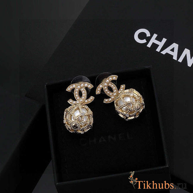Chanel CC Earrings Light Gold - 1