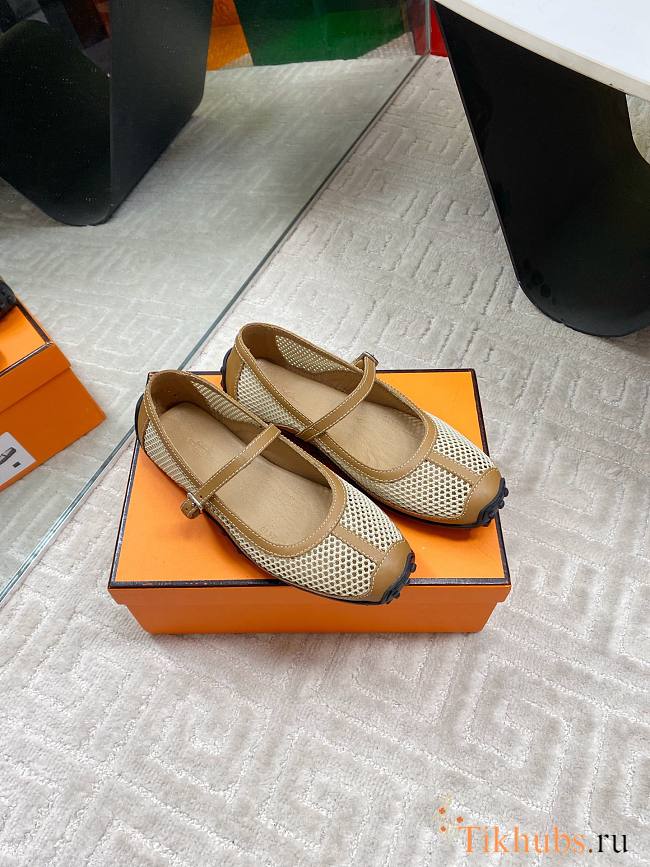Hermes Kichu Ballet Flat Brown - 1
