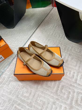Hermes Kichu Ballet Flat Brown