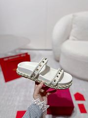 Valentino Garavani Rockstud Leather Espadrille Sandals White - 3
