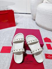 Valentino Garavani Rockstud Leather Espadrille Sandals White - 4