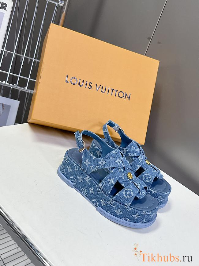Louis Vuitton LV Maya Flatform Denim Blue Sandal - 1