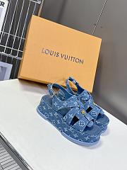 Louis Vuitton LV Maya Flatform Denim Blue Sandal - 1