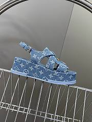 Louis Vuitton LV Maya Flatform Denim Blue Sandal - 5