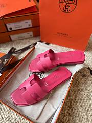 Hermes Oran Smooth Leather Pink Slides - 5