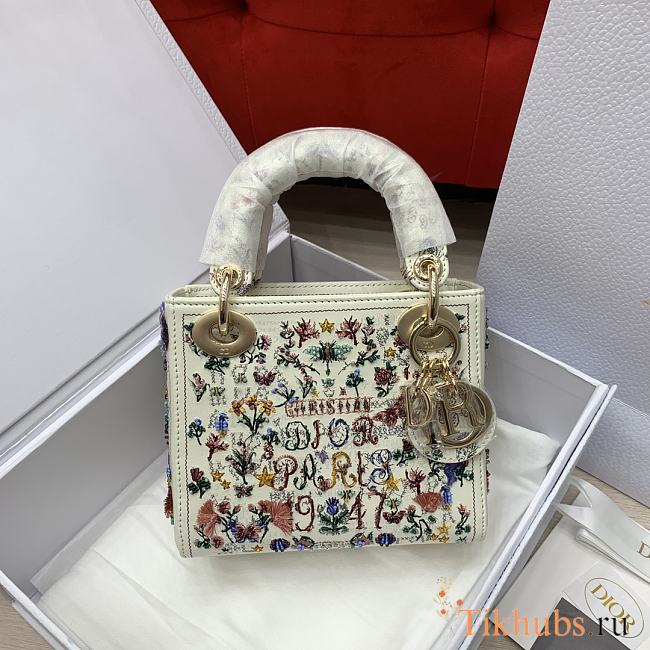 Dior Mini Lady Bag Multicolor White 17cm - 1