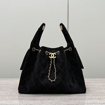 Chanel 25c Cruise Bag Black Suede Hobo 30x26x14cm