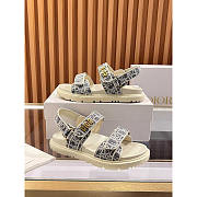 Dior Dioract Sandal Blue Ecru Oblique Raffia - 4