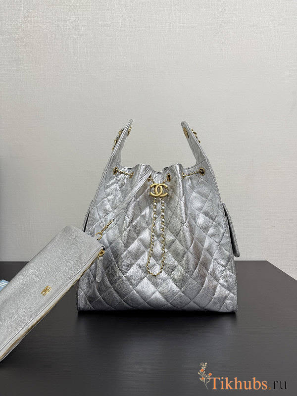 Chanel Medium 25C Hobo Bag Silver Caviar Gold 40x30x15cm - 1