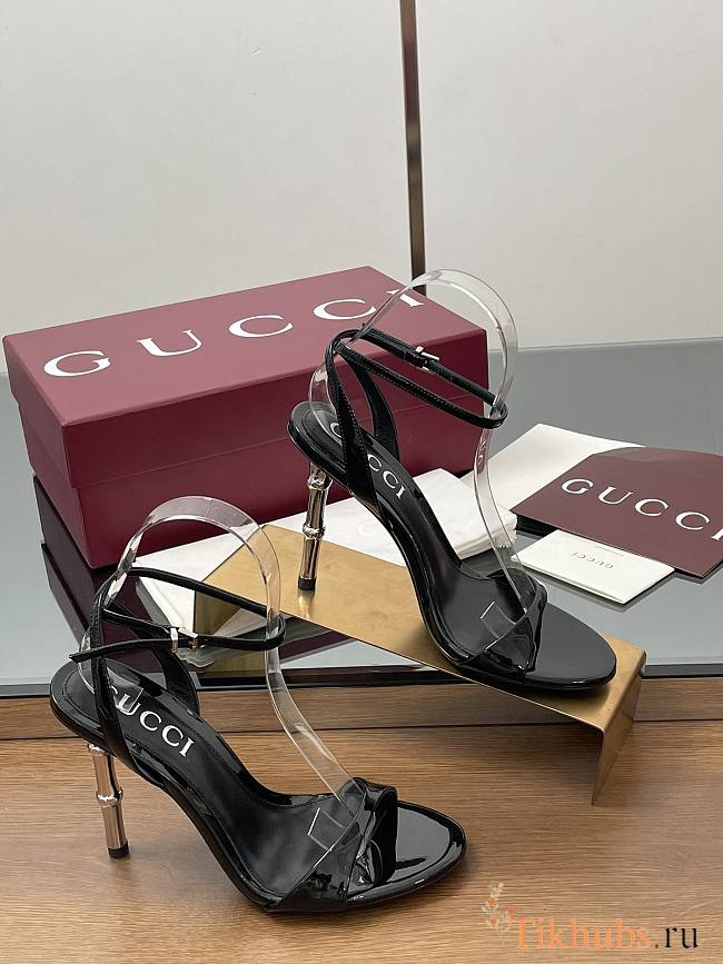 Gucci Women's Slingback Sandal Black Heel 10cm - 1