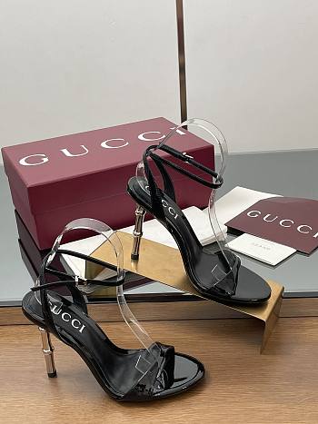 Gucci Women's Slingback Sandal Black Heel 10cm