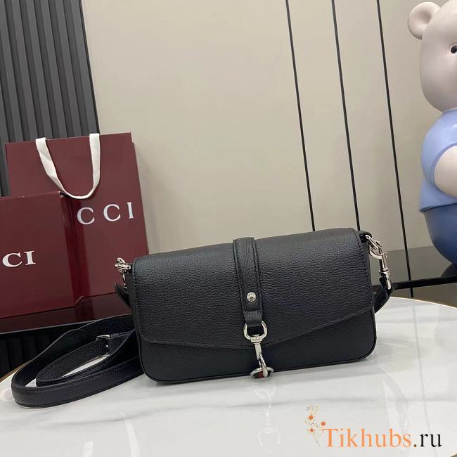 Gucci Small Crossbody Bag Hook Closure Black 23.5x12.5x6.5cm - 1
